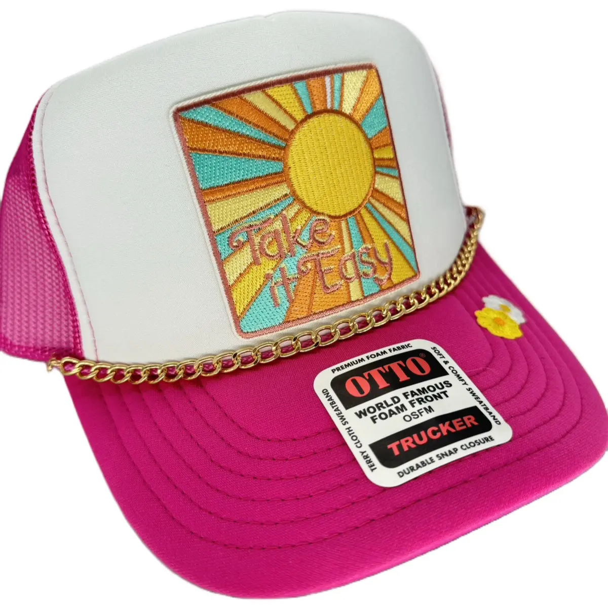 Take it Easy Sunshine OTTO Foam Trucker Hat With your choice of Hat Chain