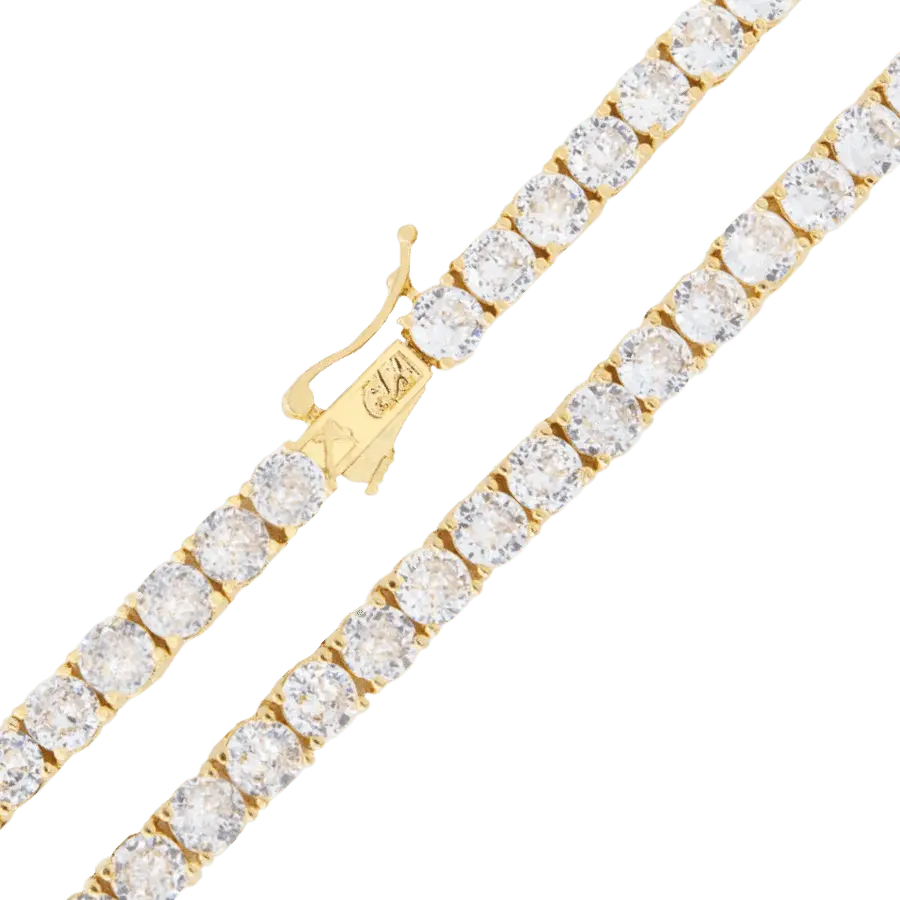 GLD 5mm Diamond Tennis Chain in Yellow Gold - Perfect Gift #tiktokshopsummersale GLD 5mm Diamond Tennis Chain in Yellow Gold - Perfect Gift #tiktokshopsummersale