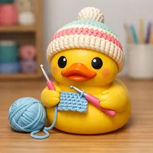 New Crochet Buddy Duck Knitting Companion Ornament, Soft Adorable Handmade Plush Toy, Perfect Gift for Home Decor & Craft Lovers