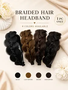Women's Elegant Braided Headband, Wide Messy Braided Headband With Teeth Synthetic Hair Plaited Headband High Elasticity Braids Fishtail Braided Trendy Gorgeous Natural Braided Headband Chic All-match Hair Hair Band Hairpiece for Hairstyle Decor
