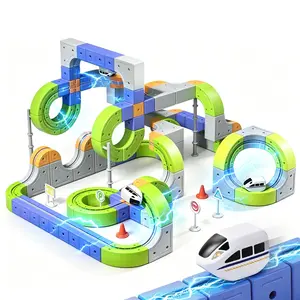 117/94/51/18 Pcs Electric Train Track Building Set, DIY Race Track Construction, Anti-Gravity Standing Toy, USB Charging Included