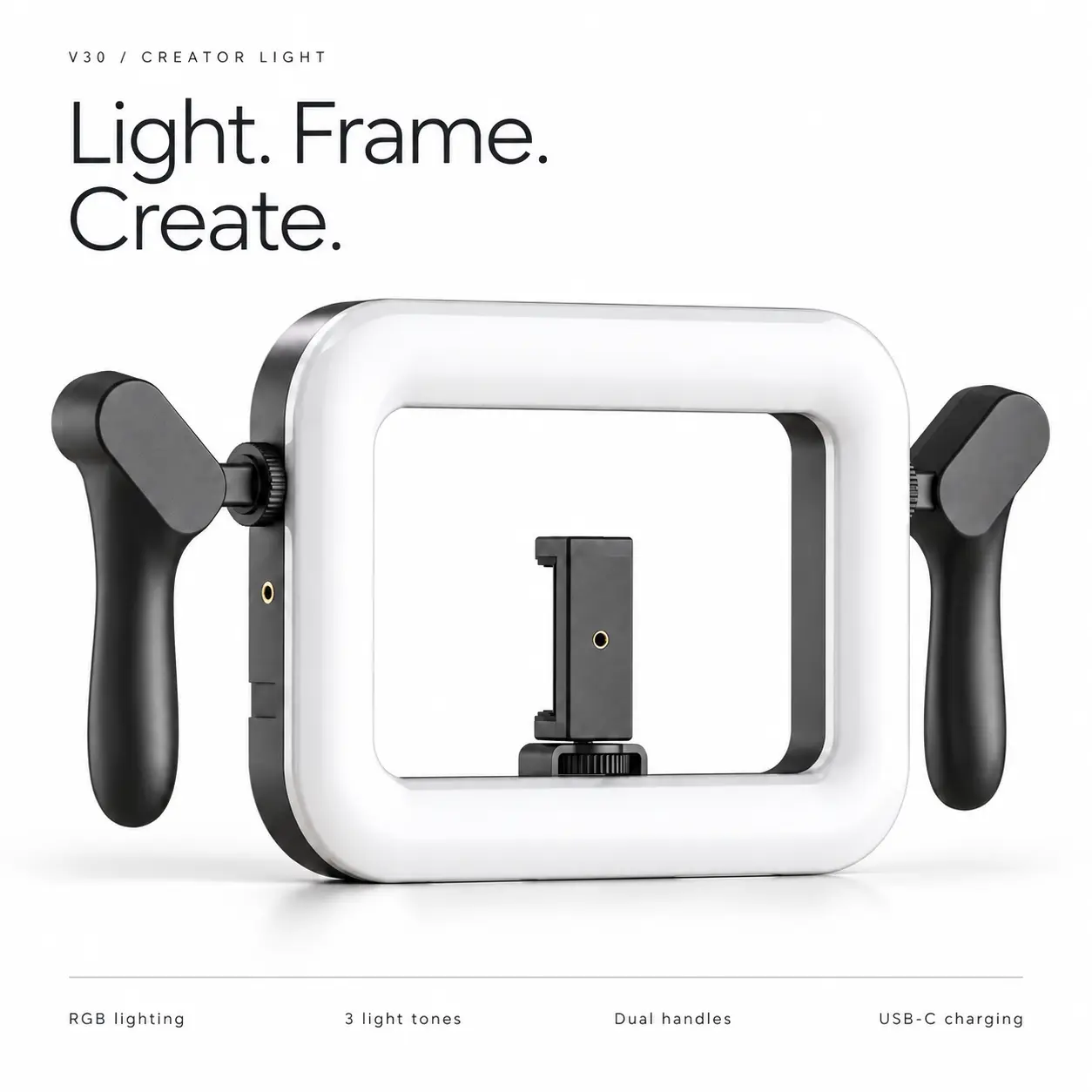RGB Lighting Portable Handheld Fill Light - USB Rechargeable Camera Accessory with Grip, 3 Modes for Phones, Action Cameras, Video Recording, Portable Camera Accessories
