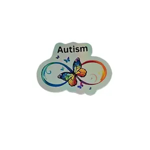 Autism Infinity Symbol Butterfly Holographic Sticker for Unique Decor and Awareness