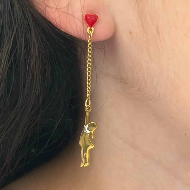 Keffiyeh Girl Balloon Earrings – Palestinian Dangle Earrings