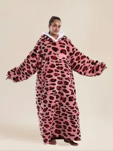 Mystic Leopard Print Long Sleeves Loose Fit Sleepwear, Soft & Comfortable Home Wear Loungewear, Ideal Gift for Christmas Halloween