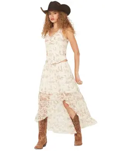 Shyanne Women's Western Conversation Print Lace High-Low Skirt - G1449m865si