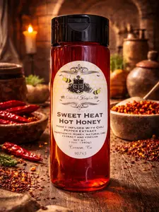 The Armored Kingdom Premium Sweet Heat Hot Honey 12oz Sweet & Spicy Bold Flavor Rich Taste Natural Honey & Chili Extract