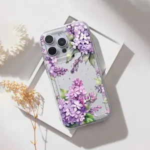 Lilac floral pattern airbag phone case, suitable for iPhone 17/16/15/14/13/12/11/X/XS/XSMAX, simple and personalized shockproof protective case, a gift for friends, family, and yourself