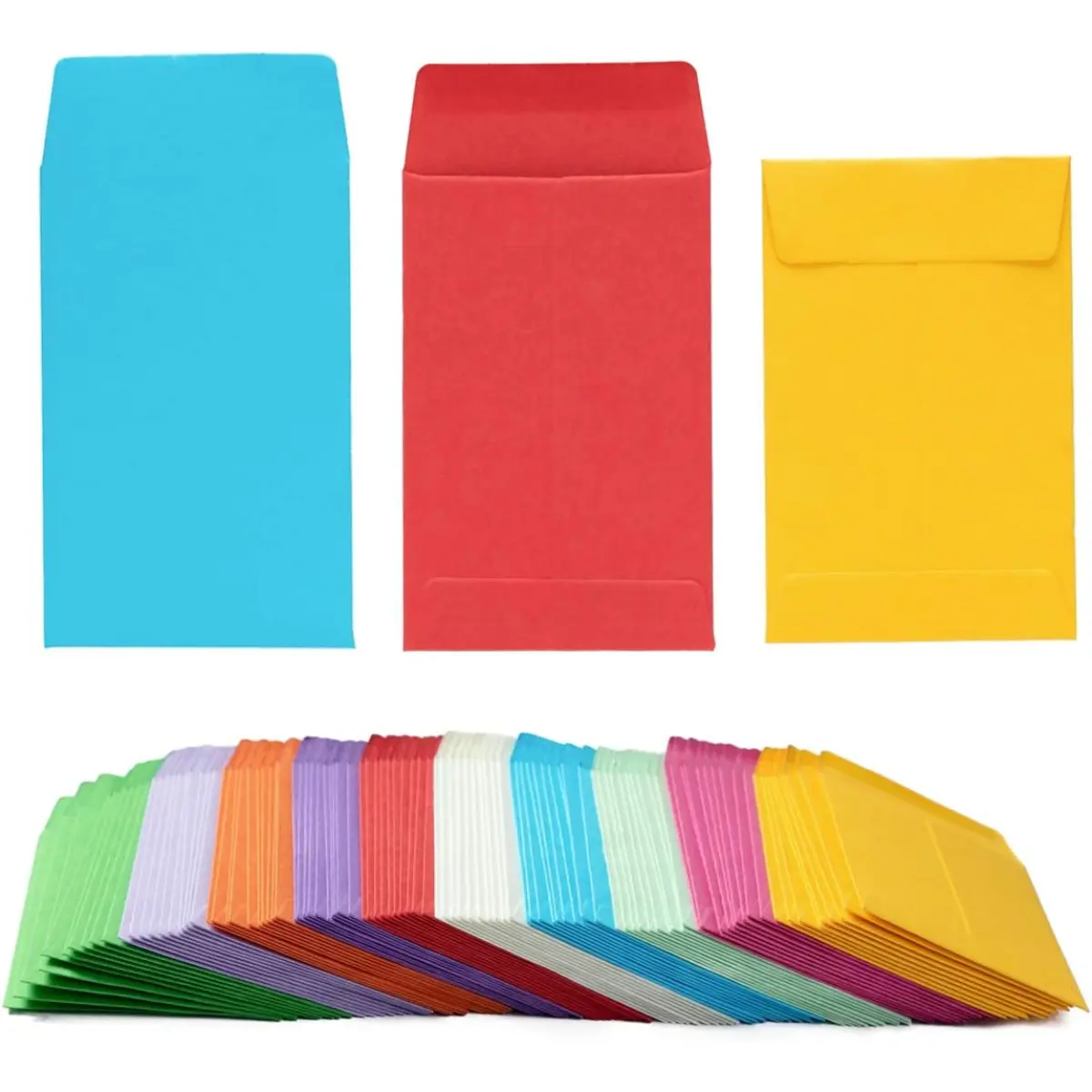 100 Pieces Colorful Small Coin Envelopes Self-Adhesive Seed Envelopes Mini Parts Small Items Storage Packets Envelopes for Garden, (2.25×3.5 inch)