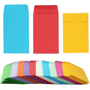 100 Pieces Colorful Small Coin Envelopes Self-Adhesive Seed Envelopes Mini Parts Small Items Storage Packets Envelopes for Garden, (2.25×3.5 inch)