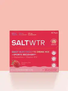 SaltWTR Raspberry Salt Sports Recovery - Electrolyte Powder with Kalahari Desert Salt, Magnesium, Potassium, and Stevia - Low Calorie, Zero Sugar, Halaal Certified - 30 Pack