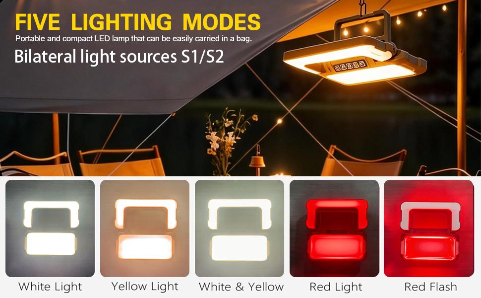HaixnFire W106 Collapsible Portable Ultra Bright LED Camping Lantern 1500 Lumens USB-C Rechargeable Tent Light 5 Modes 3 Light Sources for Power Outages Camping Hiking Emergency Work Lights Tent lamp Flashlight Spotlight Maintenance lamp Barbecue lamp