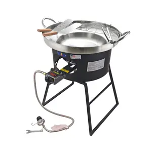 ARC 23" Stainless Steel Concave Comal Set with 30,000BTU Propane Burner Stove and Burner Stand, Discada Disc Cooker