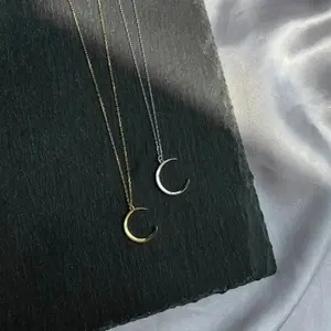 Elegant Simple Moon Necklaces for Women Clavicle Chain Alloy Crescent Pendant Fashion Gothic Jewelry Holiday Gift Wholesale