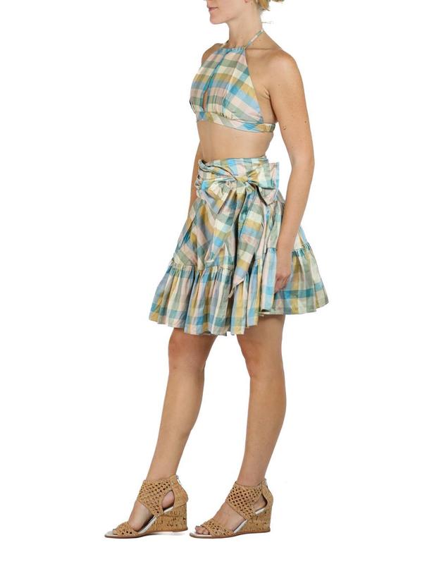 Morphew Collection Mixed Pastels Silk Taffeta Plaid Denise Dress