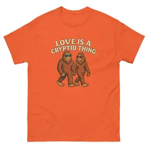 Love is a Crypting Thing – Orange Tee | Bigfoot Couple Shirt | Limited Edition Unisex classic tee