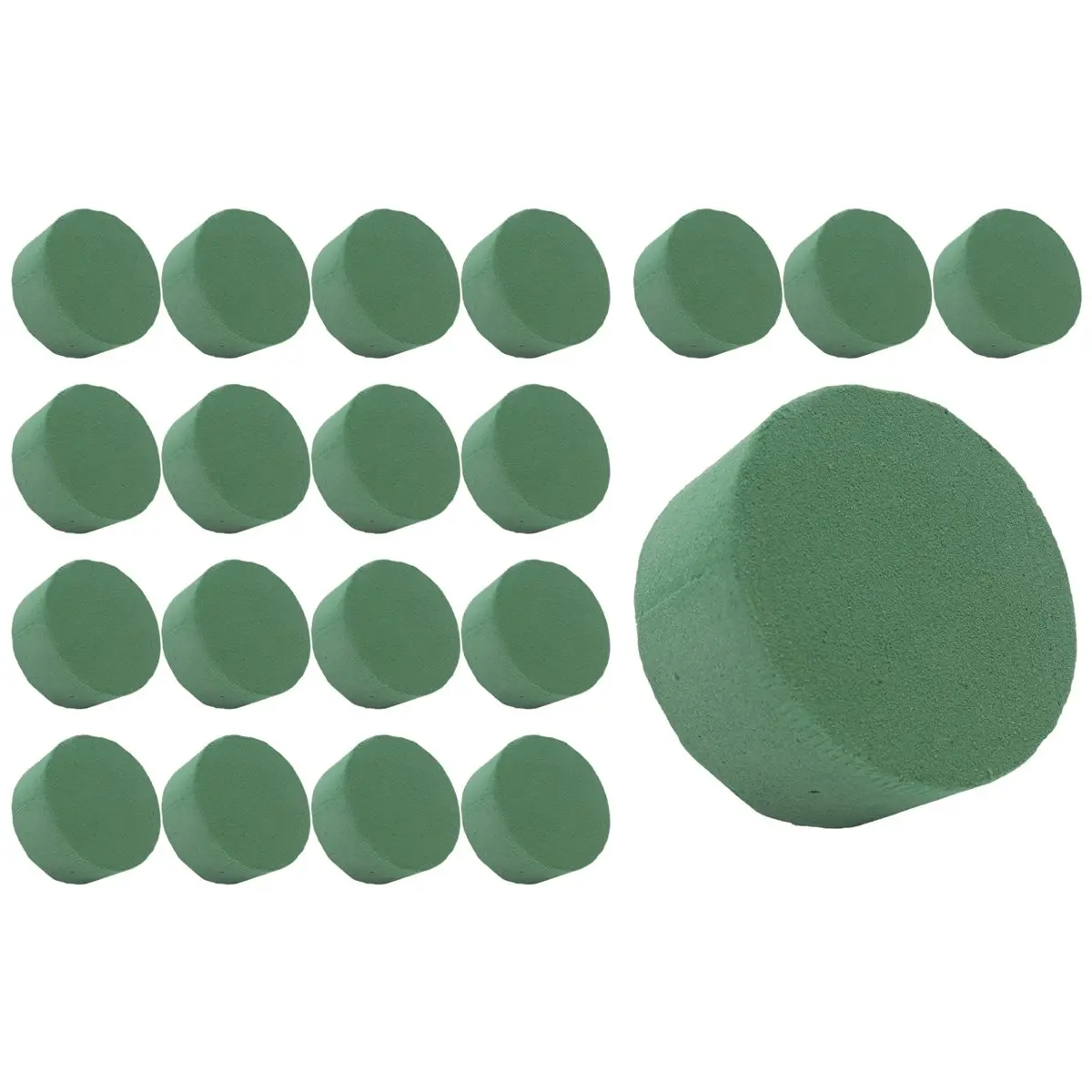 20pcs Round Shape Water Absorbent Floral Foam Blocks (1.57 x 3.15 inches) - Durable, Odorless Wet Florist Styrofoam, DIY Material for Baby Shower Bouquets, Flower Arrangement Household Craft Accessory