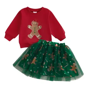 Toddler Christmas Dress Baby Girl Christmas Outfits Long Sleeve Sweatshirt Pullover Tulle Skirt Dresses Fall Winter Outfits