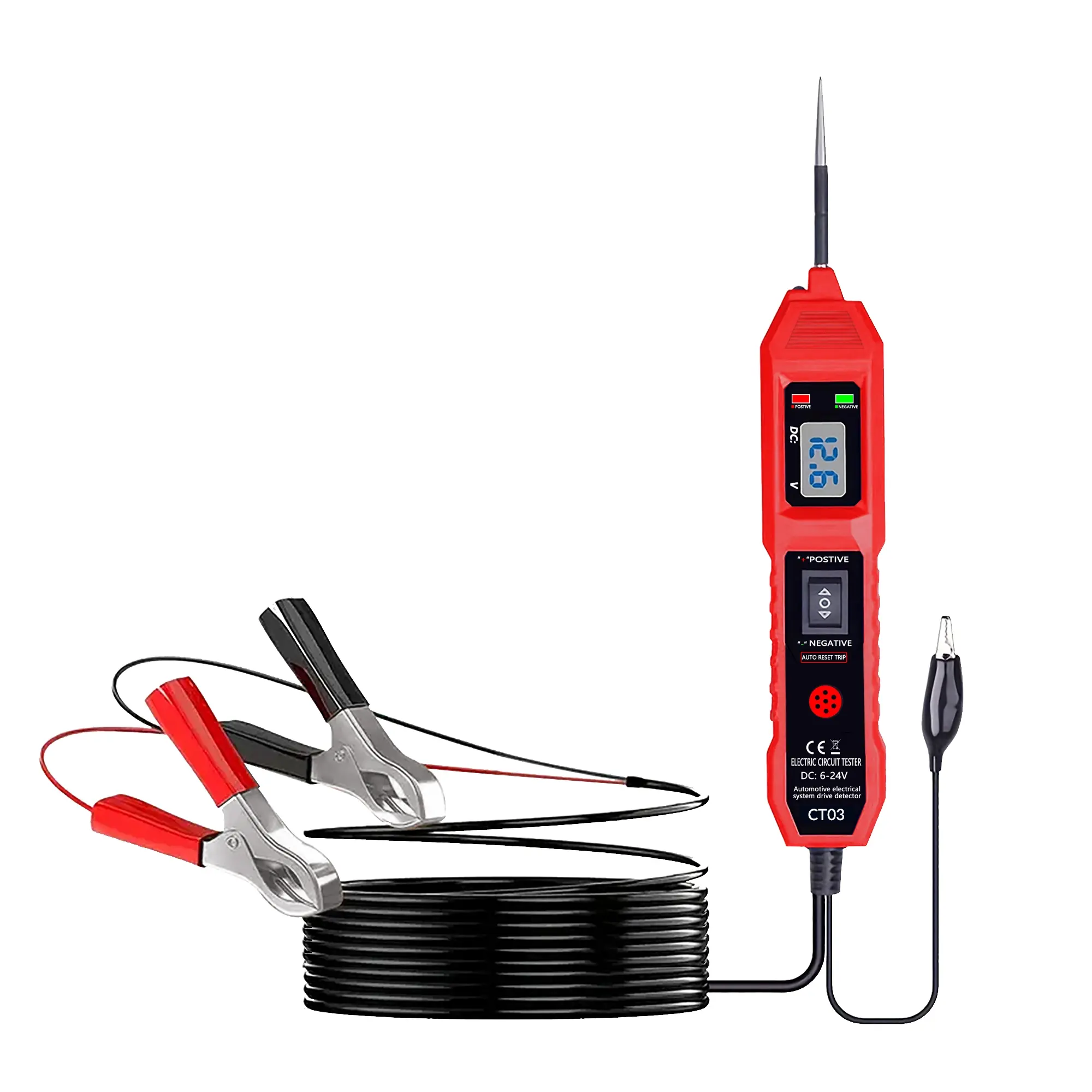 LED Voltage Display Smart Vehicle Circuit Tester, USB Power Digital Multimeter Probe with Alligator Clips, Compatible with 3.5-36V Automotive Electrical Systems, Car Circuit Tester, Diagnostic Tool