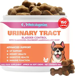Dog Urinary Tract Supplement & Natural UTI Medicine Cranberry & D-Mannose -Kidney+Bladder Support - Best Prevention Incontinence & Bladder Stones-Cranberry Supplement - 150 Chews
