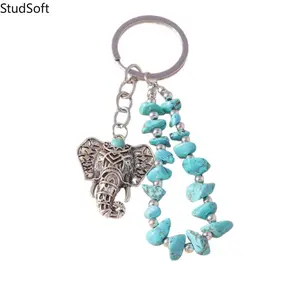 2026 New Arrival: Trendy Ethnic-Style Animal Keychain — Turquoise Elephant Backpack Charm