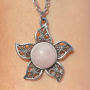 Rose Quartz natural gemstone Star Necklace #handcrafted