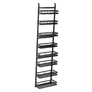 8 Tier over The Door Pantry Organizer Pantry Door Organizer for Bedroom Home Black Racks