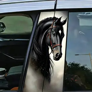 2PCS Waterproof Vinyl Running Horse B-Pillar Car Stickers, Auto Window & Body Decor, Scratch-Covering DIY Decals, Universal Car Accessories for Trucks, SUVs, Decals For Truck