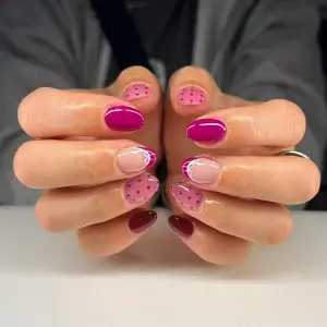 24pcs Short Oval Plum Color French Tip Press-On Nails, Butterfly Design, Glossy Finish, Includes Jelly Glue and Nail File, Women's Nail Decorations, Nail Art