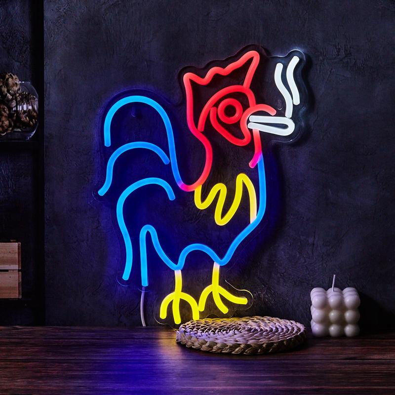 Rooster Shaped Neon Sign, USB Powered Neon Light, Novelty Lighting for ...