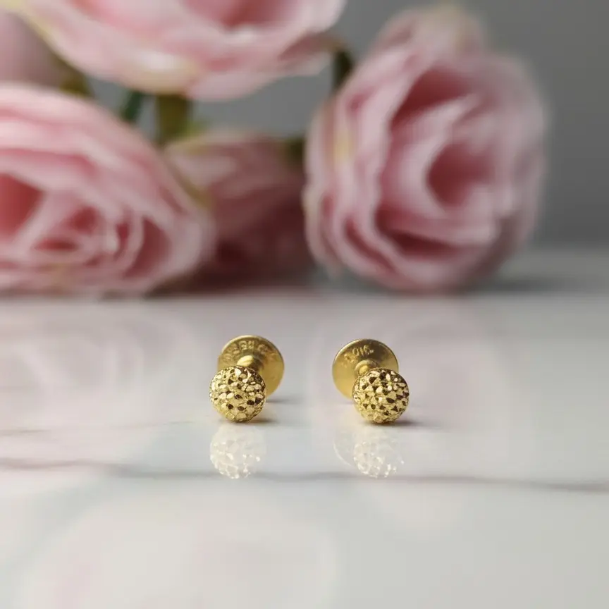 Gold Stud Earrings & Nose Ring Set • Minimal Ball Stud • 14K Gold Nose Pin • Everyday Jewelry Gift