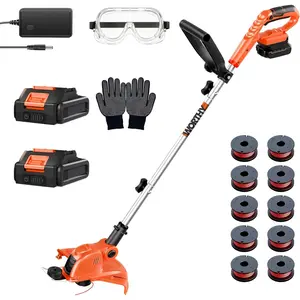 21V Weed Wacker Weed Eater: Electric String Trimmer and Edger 2in1 Lawn Tool   12 Inch Grass  with 2Pack 2000mAh  and Charger, Lightweight for Small Yard Garden  Use