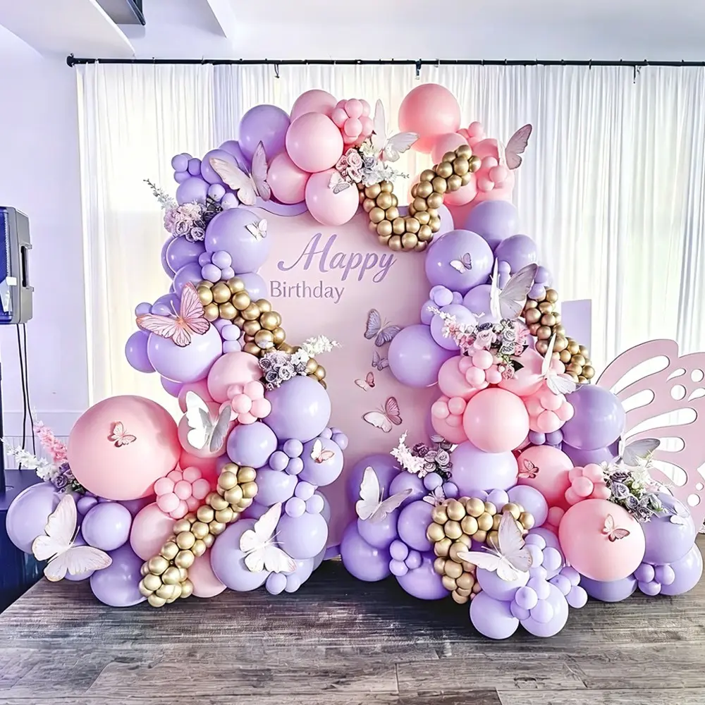 153pcs and Butterfly Balloon Arch Kit, Party Decor, Balloon Arches Decorations, Party Balloons Decorations, Includes Balloon Stickers and Chains, for Birthday Baby Shower Wedding Decoration