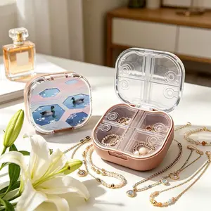 Double Ducks By Stream Mini Portable Double Layer Jewelry Box, Small Necklace Bracelet Organizer, Anti-tangle & Anti-oxidation, Multi-compartment, Compact Light Luxury Jewelry Storage Case