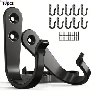 Wall Mounted Iron Coat Hooks 10-Piece Set, Rust-Resistant Metal Wall Hangers, Sturdy Decorative Organizer Hooks, Multi-Purpose Wall Holder for Home, Bathroom, Kitchen & Office Organization