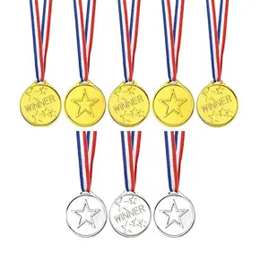 Medal, 20/ Star Shaped Medal with Ribbon, Award Medals for Sports, Competitions, Talent Shows, Spelling Bee Party Gift