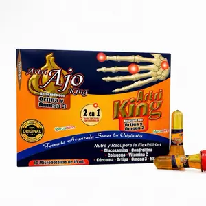 Artri Ajo KING 2-in-1 Reforzado Oral Supplements, 10 Ampollas Bebibles with Orthiga, Omega-3, Glucosamine & Vitamins for Joint Health, Healthcare Support (México Formulation)