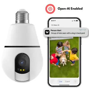 Noahtec 3MP Panoramic Light Bulb Camera, 5G/2.4GHz Dual Band, PTZ, Two-Way Audio, AI Motion Detection, Auto Infrared & White Light Night Vision, Supports TF Card & Cloud Storage