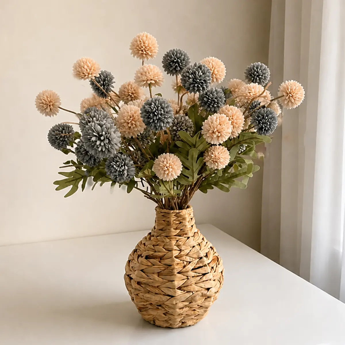 18pcs Realistic Never Withered Silky Giant Artificial Dandelion Flower Balls - No Vase, Floral Decor, Photo Prop, Room Decor for Wedding Centerpieces, Living & Dining Room Accents, Decorative