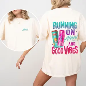 Running On Alani And Good Vibes 2 Sided T-Shirt - Sweatshirt, Funny 2-Sided Energy Drink Graphic Shirt, Alani Nu Tee, Alani Sweatshirt, Lover Alani Fan