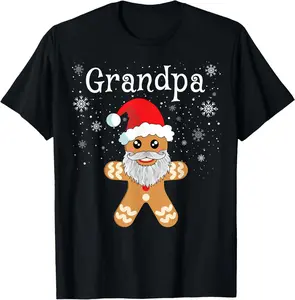 100% Cotton Grandpa Gingerbread Shirt Men Funny Matching Christmas T-Shirt