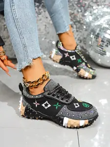 Elegant Embroidered Sneakers, Comfortable Lightweight Design, Durable Rubber Sole, Versatile All-Season Footwear, Ideal for Daily Wear