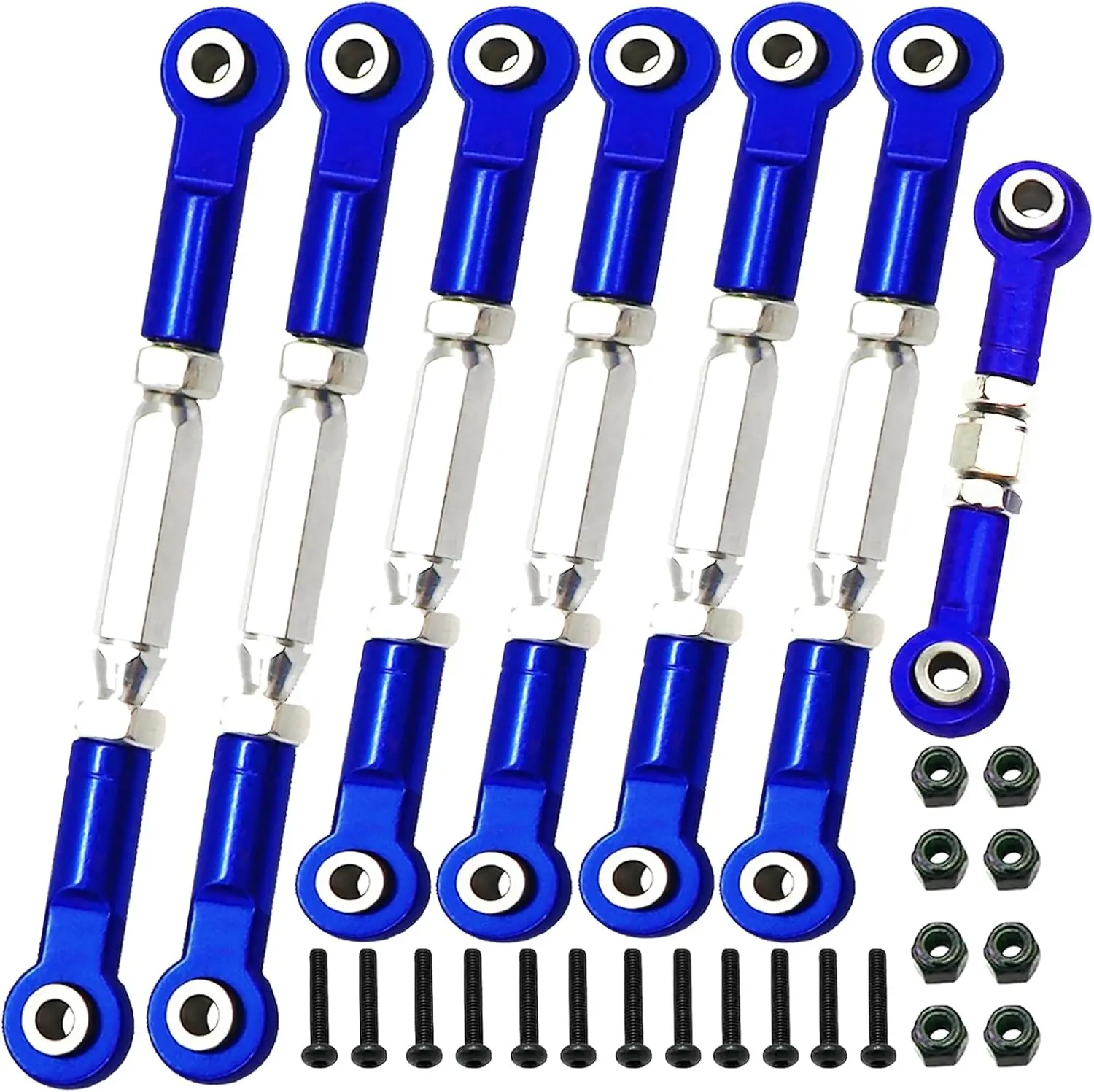 Adjustable Stainless Steel Turnbuckles & Camber Links with Rod Ends Set, Upgrade Parts for 1/10 Traxxas Slash/Rustler/Hoss/Stampede/Bandit 2WD 4X4, Navy Blue