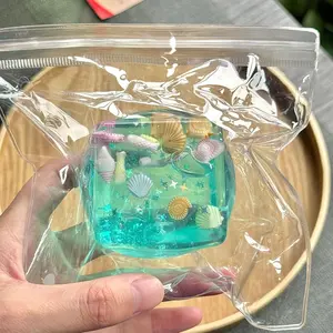 Plastic Coconut Oil Squeeze Ball (blue/), 4.5cm Round Malt Stress Relief Toy, Ideal Holiday Gift, Fun Cute Present, Birthday, Easter, Halloween, Christmas