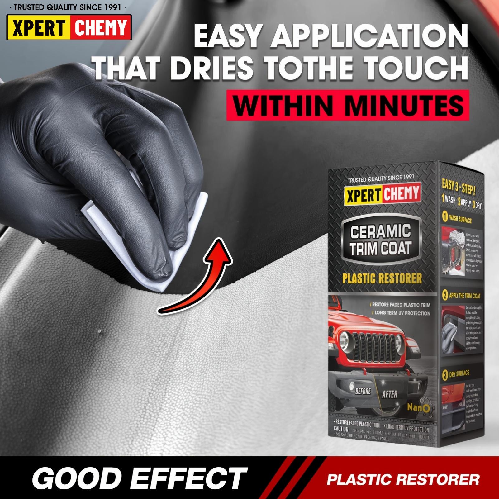 XPERTCHEMY Ceramic Trim Coat Kit Plastic Restorer for Cars Ceramic Coating Wipes to Lasting Over 230 Washes The Ceramic Coating Helps Improve Optical Clarity On Clear Car Plastic