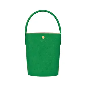 Longchamp Leather Bucket Bag with Snap Closure for Women in Green