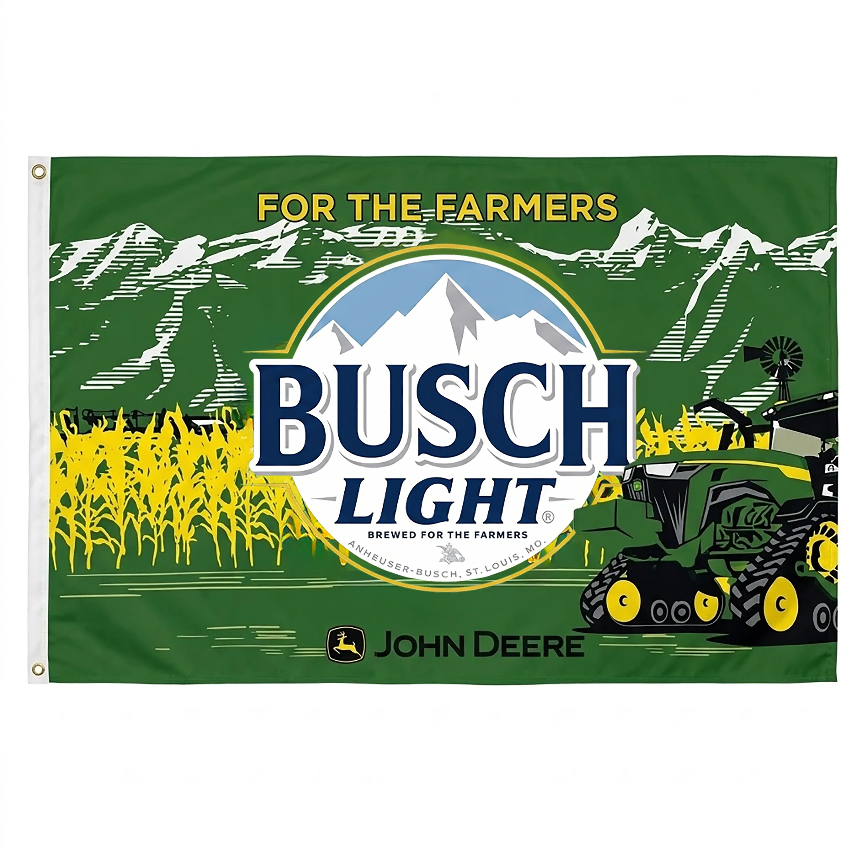 Busch Light John Deere For The Farmers Wall Flag - Tractor Cornfield Beer Banner - Country Boy Man Cave Garage Decor - College Dorm Tapestry