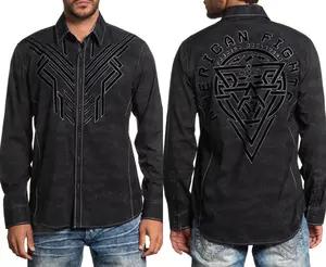 AMERICAN FIGHTER Men's Button Down Long Sleeve Shirt REFUTE