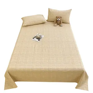 Old-Fashioned Linen-Cotton Blend Bed Sheet 100% Cotton Duvet Cover Striped Minimalist 3-Piece Set for Dormitory & Double Bed