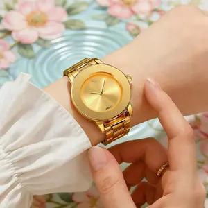 Elegant Waterproof   Women |Shiny Gold Finish Quartz Women's  with Stainless Band adjustabl